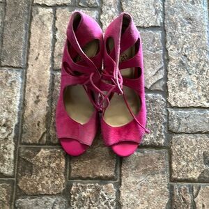 Violet & Red Suede Heels